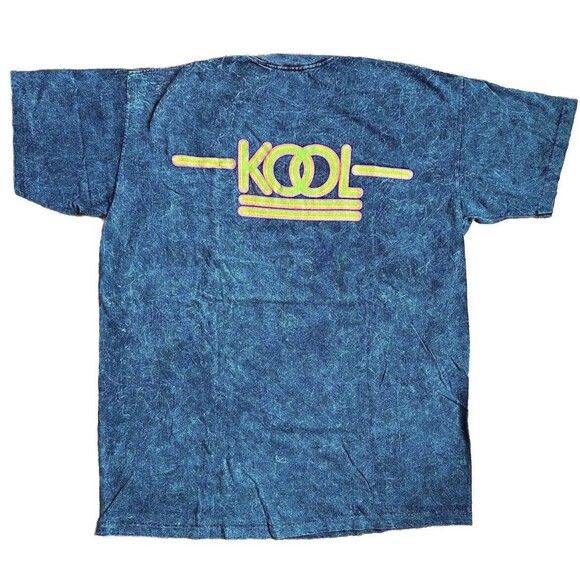 Vintage 90s Kool Cigarettes Marble Tie Dye Neon Font Single Stitch T Shirt (New) - Picture 2 of 5